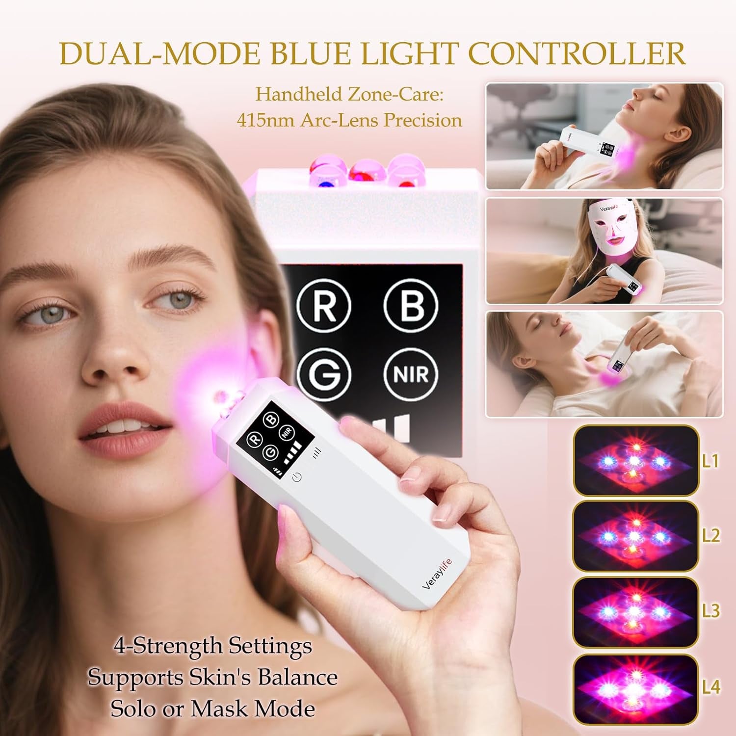 Red Light Face Mask, 8 Modes Portable Led Face Mask Light Therapy, 850Nm near Infrared Red Light Therapy for Face, Infrared Face Light Therapy, Face Skincare Tool