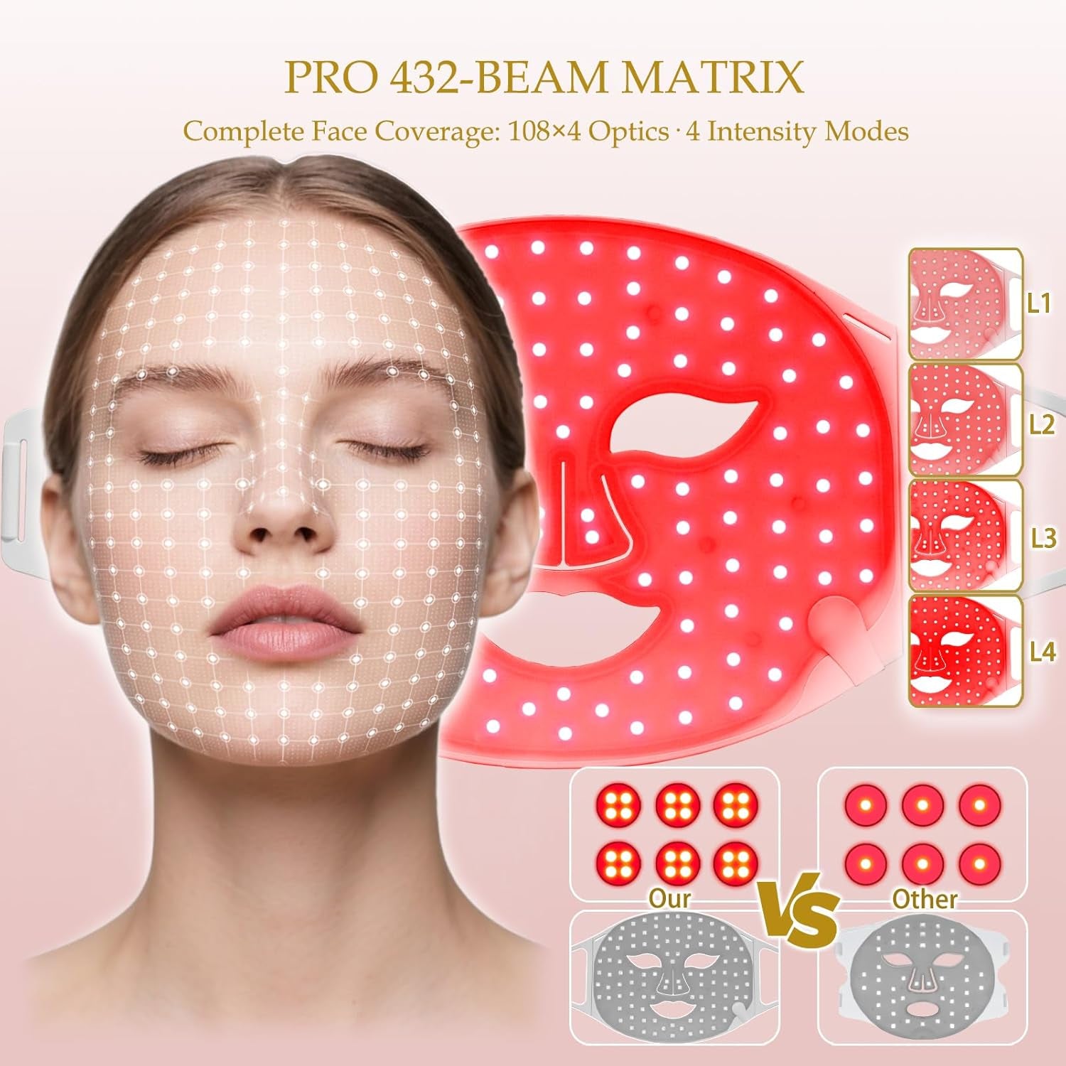Red Light Face Mask, 8 Modes Portable Led Face Mask Light Therapy, 850Nm near Infrared Red Light Therapy for Face, Infrared Face Light Therapy, Face Skincare Tool